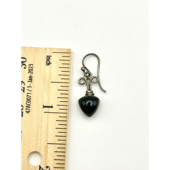 Vintage Black Onyx Sterling Silver Earrings - Picture 4 of 6